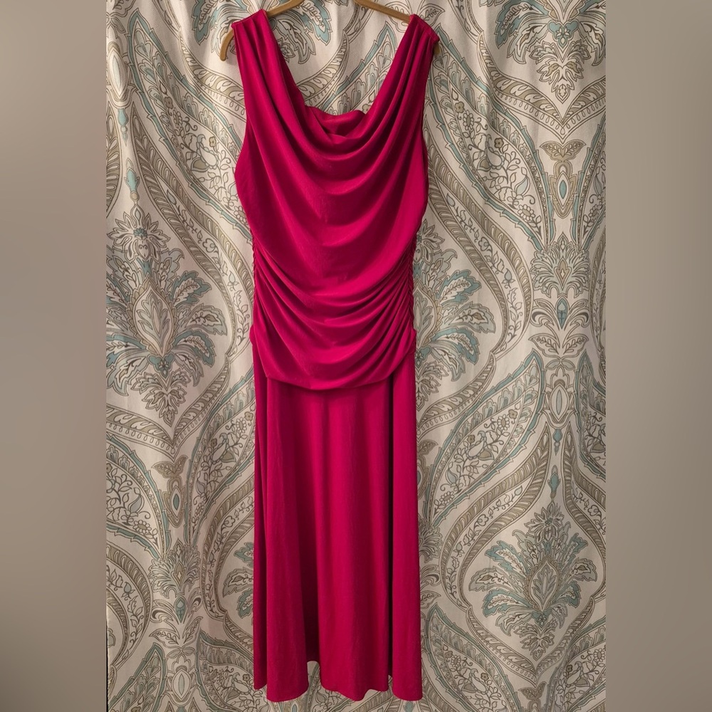 Night Way Collections Red Sleeveless Cowl Neck Gown
